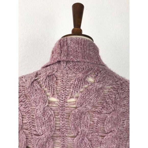 Free People Open Front Mixed Weave Cardigan Sweater Purple FLAW - Picture 9 of 10